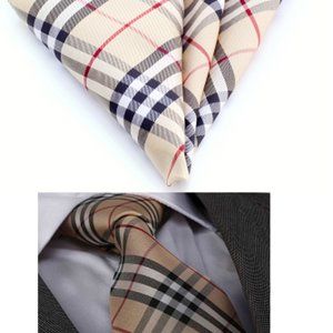 Match Neck Tie and Handkerchief for Men Suits